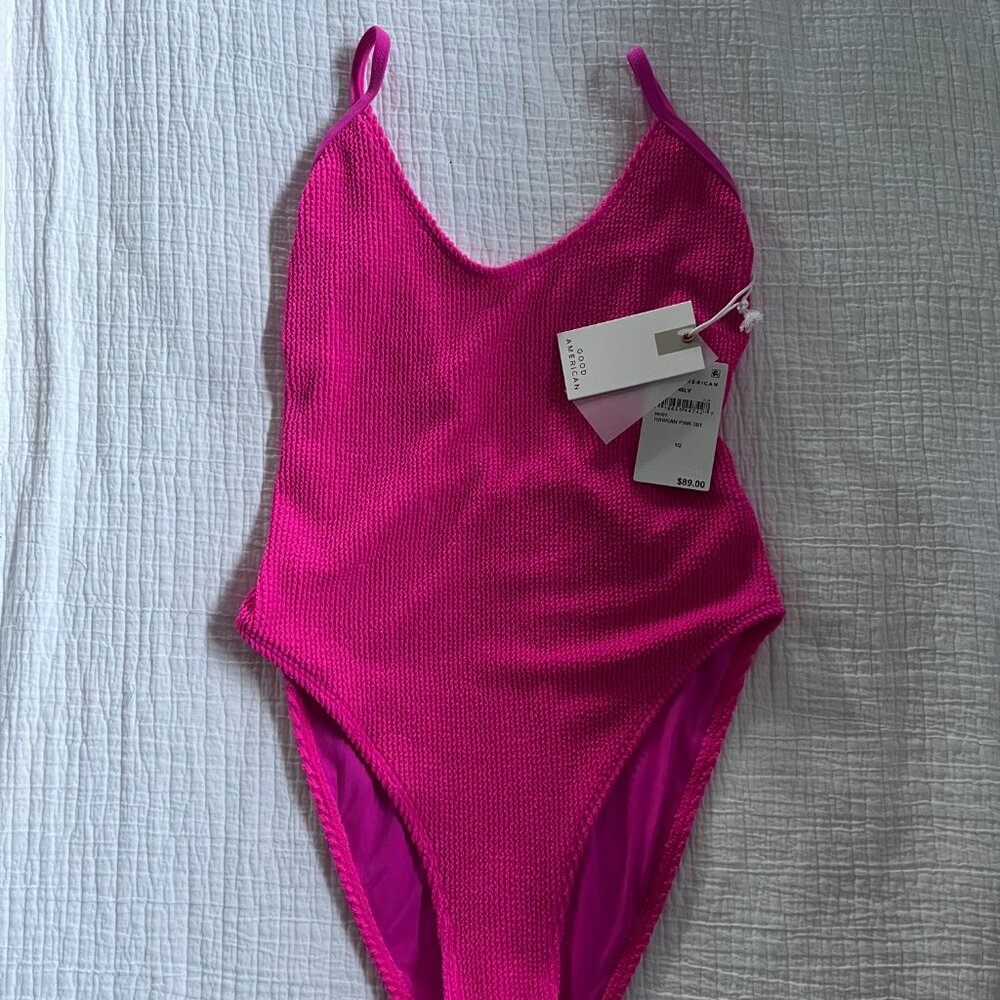NWT Good American Always Fits one-piece swimsuit in Hawian pink size 1/2 - Picture 6 of 8